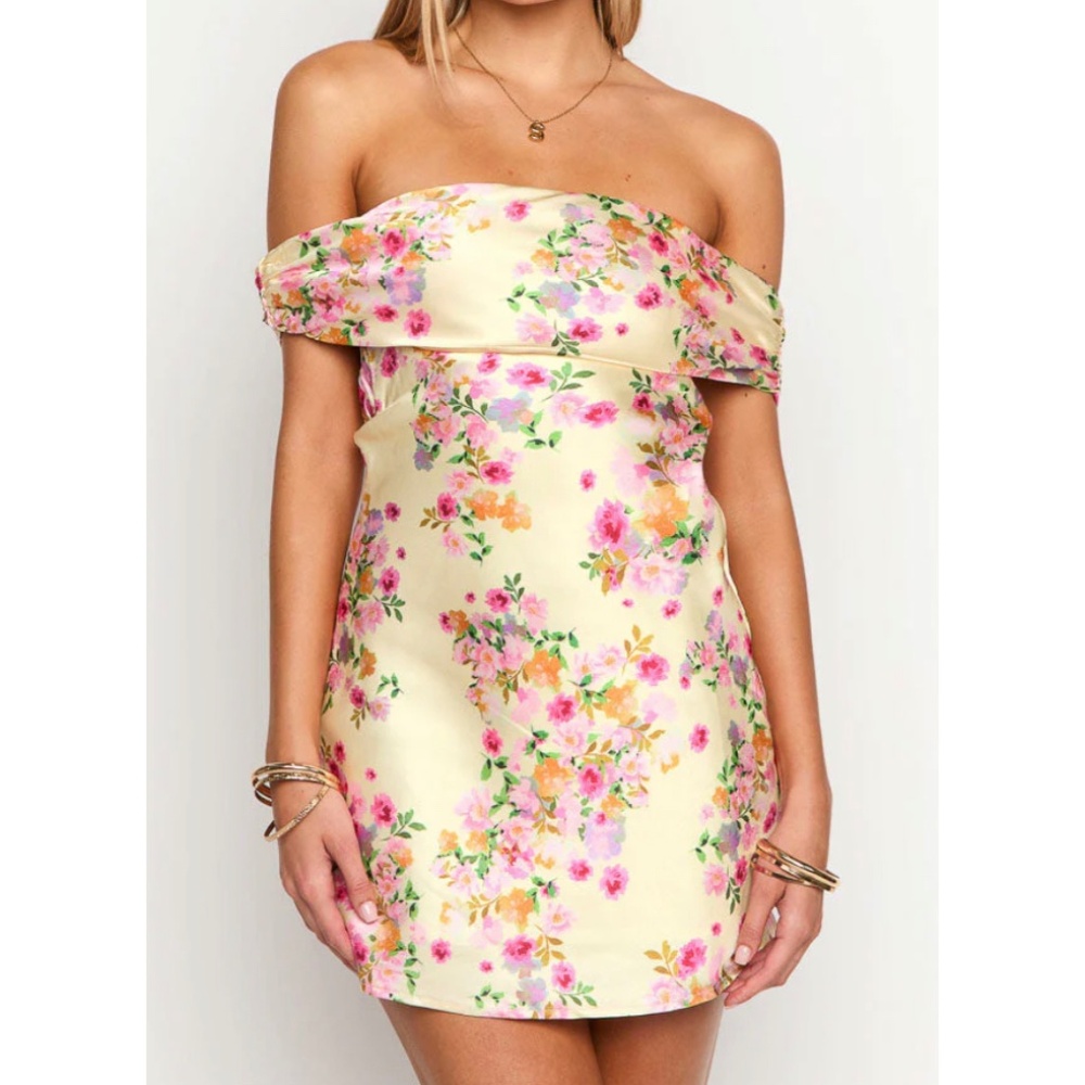 Off the Shoulder Floral Mini Dress - Size 4